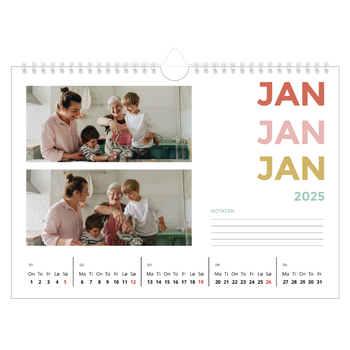 Fotokalender A4 — Fargerike fonter