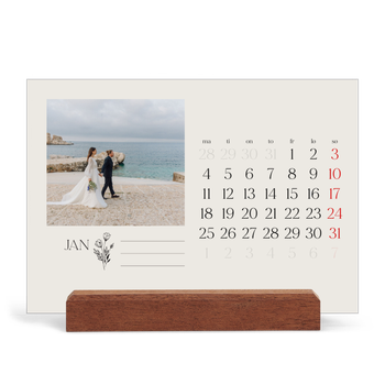 Bordkalender med trestativ - Liggende — Initialer i blomst