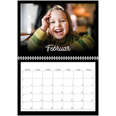 Fotokalender A4 dobbel (30 x 40 cm) — Sort minimalisme [Februar]
