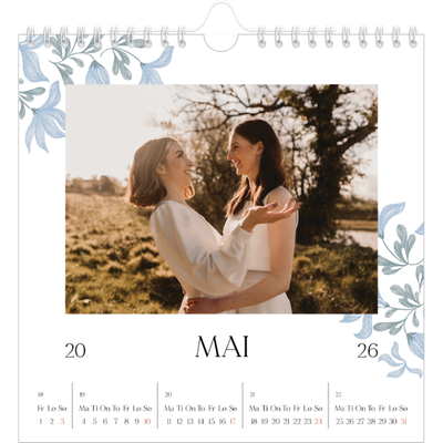 Månedskalender kvadratisk — Elegant blomstret [kalender-forside]