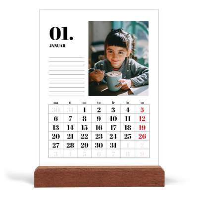 Bordkalender med trestativ - Stående — Serif og øyeblikk [Januar]