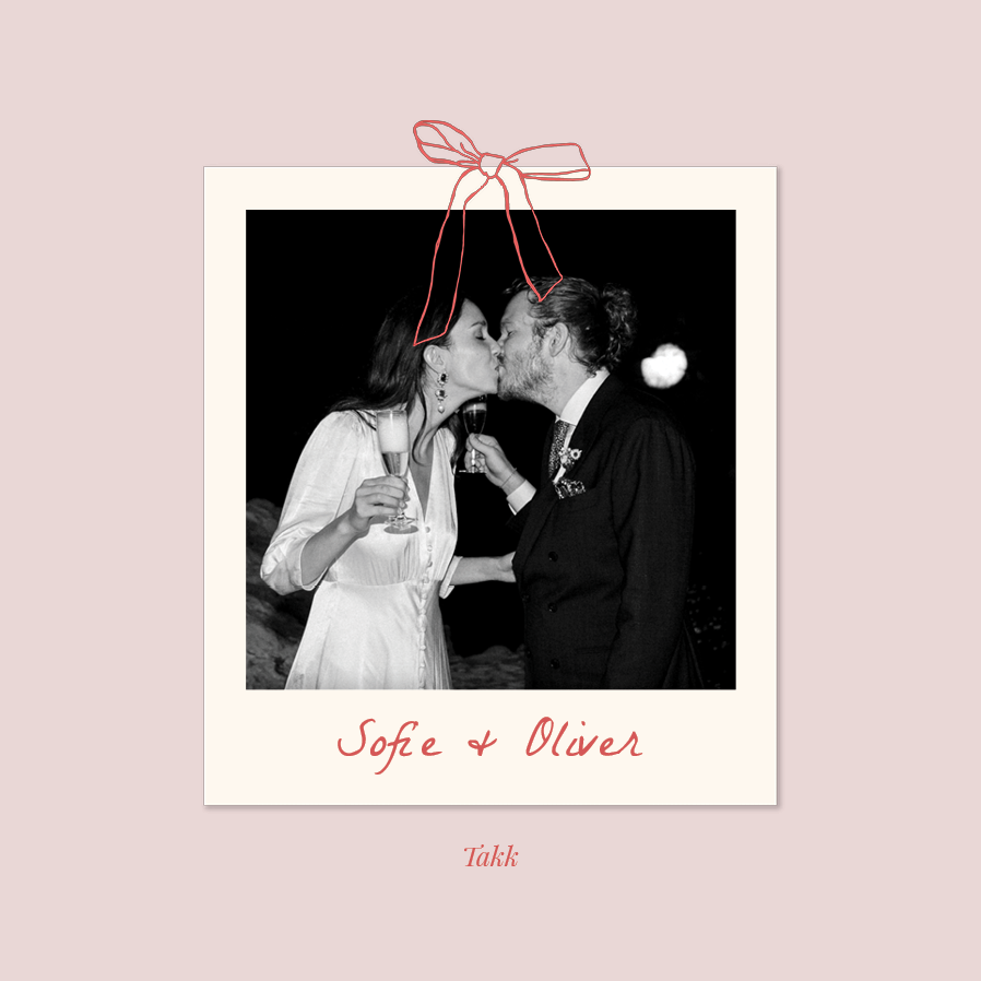 Takkekort — Lyserødt og sløyfer