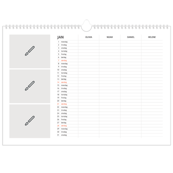 Fotokalender A3 — Design selv - Familie på 4