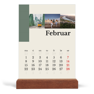 Bordkalender med trestativ - Stående — Verdens severdigheter [Februar]