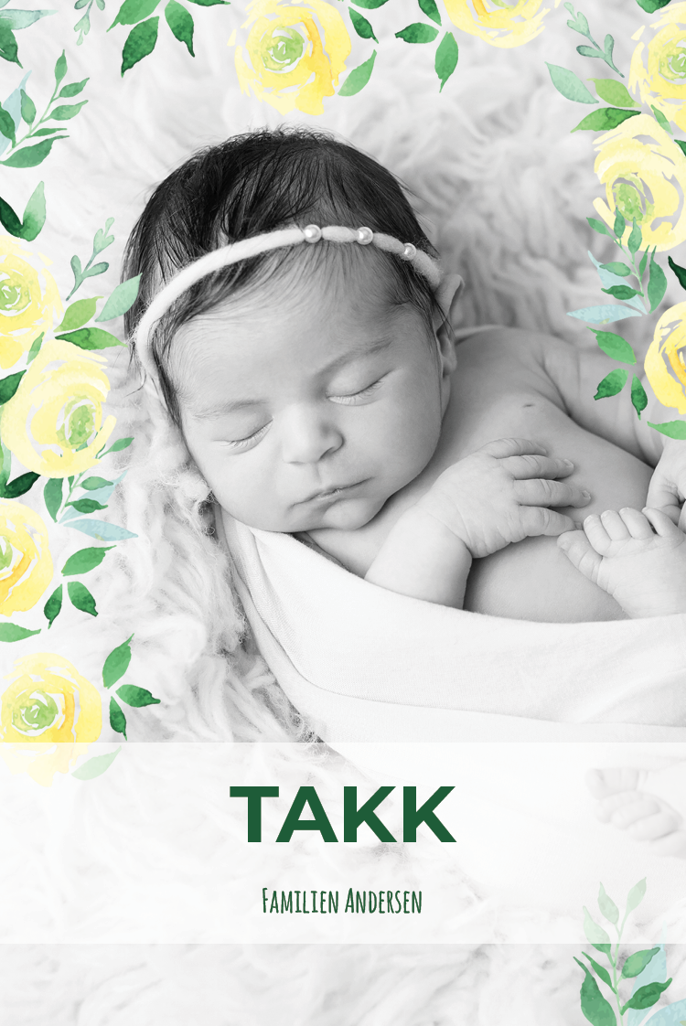 Takkekort — Akvarell gule blomster