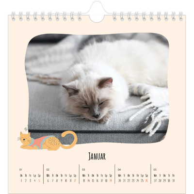 Månedskalender kvadratisk — Kattepoter og kruseduller [Januar]