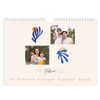 Fotokalender A4 — Minimalistisk korall [Februar]