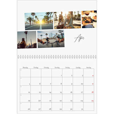 Fotokalender A4 dobbel (30 x 40 cm) — Byferie (hvit) [April]