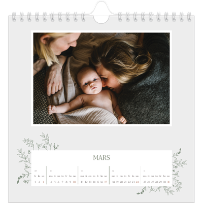 Månedskalender kvadratisk — Håndtegnet blomster [Mars]