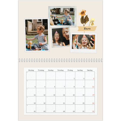 Fotokalender A4 dobbel (30 x 40 cm) — Vintage scrapbooking [Mars]