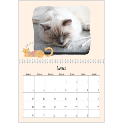 Fotokalender A4 dobbel (30 x 40 cm) — Kattepoter og kruseduller [Januar]