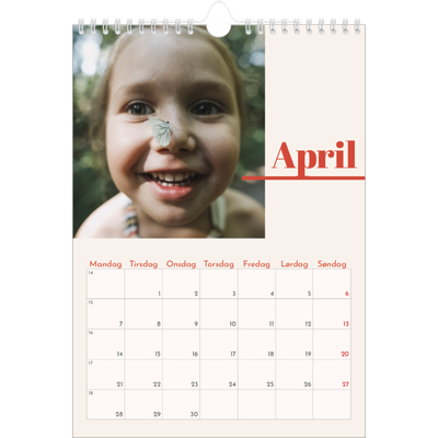 Fotokalender A4 (20 x 30 cm) — Kalender 90-talls stil [April]