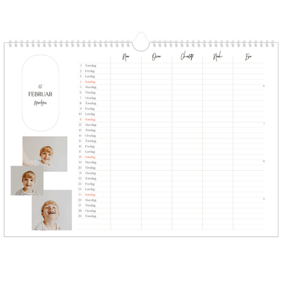 Familiekalender A3 Liggande — Planleggeren - Familie på 5 [Februar]