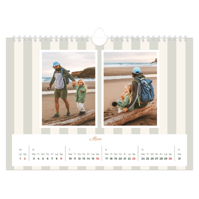 Fotokalender A4 — Skrift og striper [Mars]