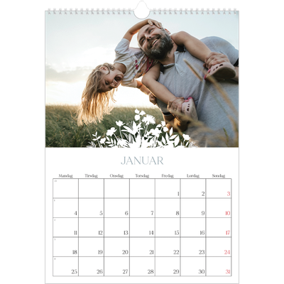 A3 Månedskalender — Blomstermotiv [Januar]