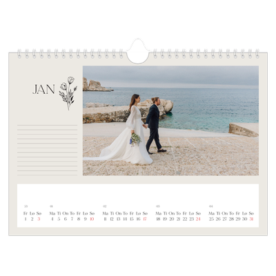 Fotokalender A4 — Initialer i blomst [Januar]