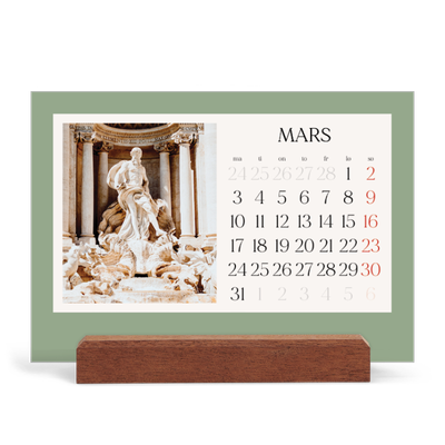 Bordkalender med trestativ - Liggende  — Klassiske farger [Mars]