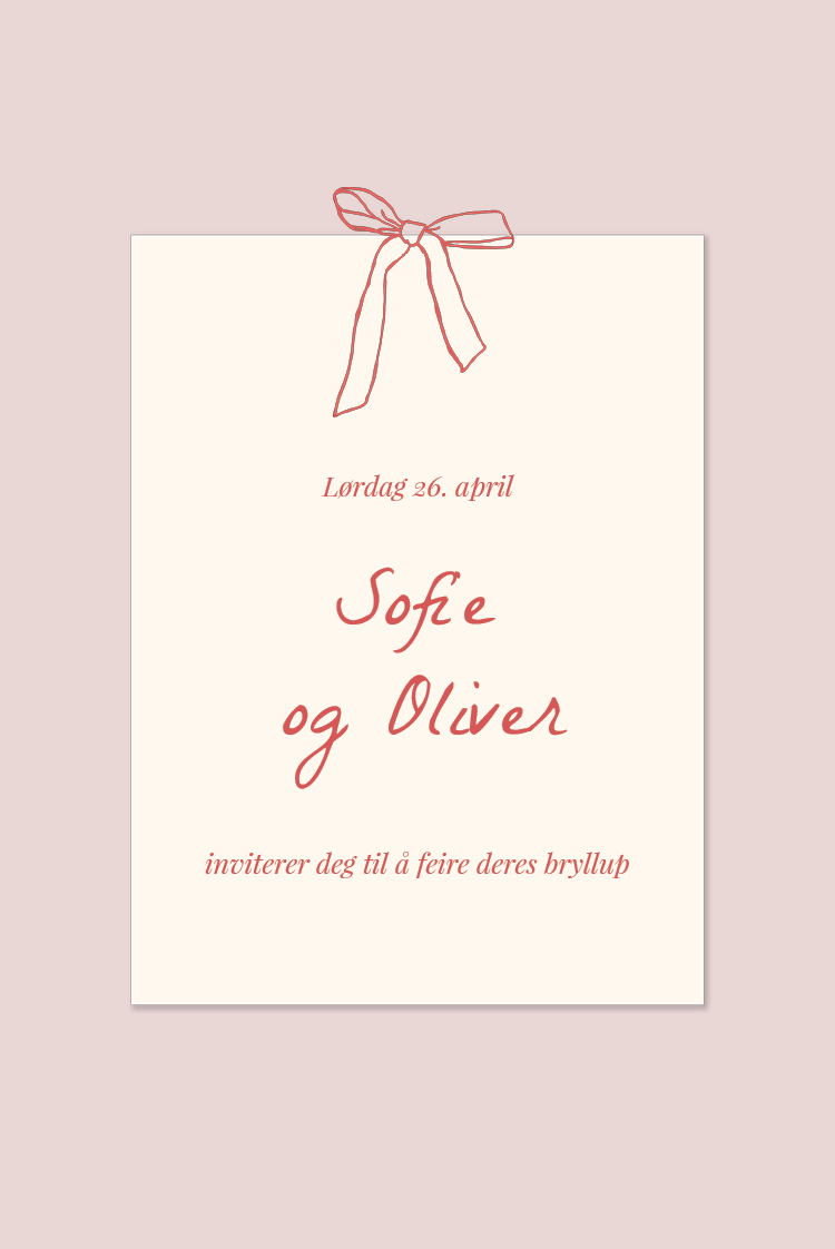 Invitasjoner — Lyserødt og sløyfer