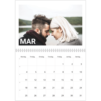 Fotokalender A4 dobbel (30 x 40 cm) — Stor måned [Mars]