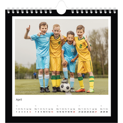 Månedskalender kvadratisk — Svart bakgrunn [April]
