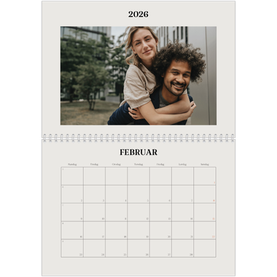 Fotokalender A4 dobbel (30 x 40 cm) — Simpelt og moderne [Februar]