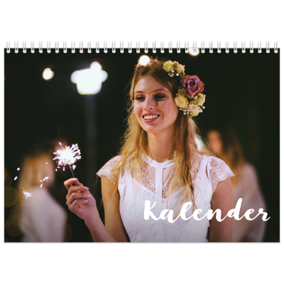 Fotokalender A4 dobbel (30 x 40 cm) — Håndskrift på bildet [kalender-forside]