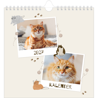 Månedskalender kvadratisk — Leken kattunge [kalender-forside]