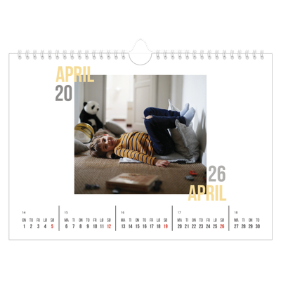 Fotokalender A4 — Dublett tekst [April]