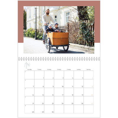 Fotokalender A4 dobbel (30 x 40 cm) — Kalender i jordfarger [April]