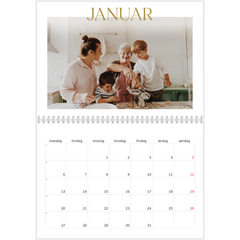 Fotokalender A4 dobbel — Gull stor skrift