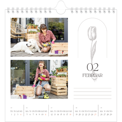 Månedskalender kvadratisk — Enkel botanisk [Februar]