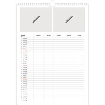 Fotokalender A3 — Design selv - Familie på 5
