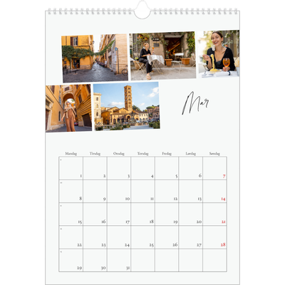 A3 Månedskalender — Byferie (hvit) [Mars]