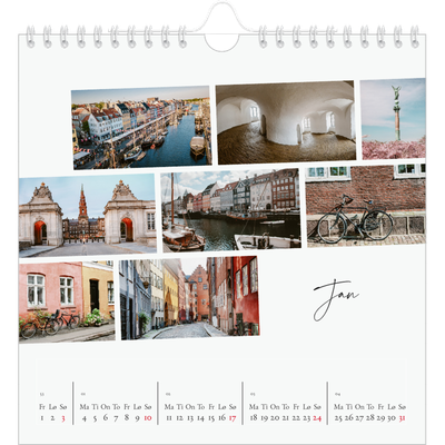 Månedskalender kvadratisk — Byferie (hvit) [Januar]