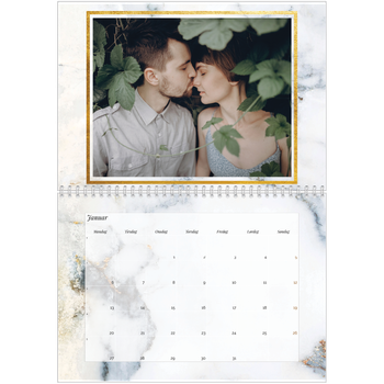 Fotokalender A4 dobbel — Gull og marmor