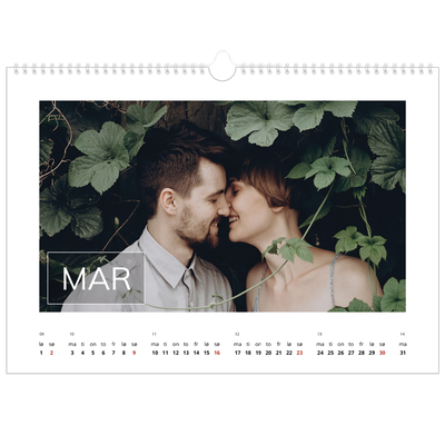 Fotokalender A3 — Överlägg för datumruta [Mars]
