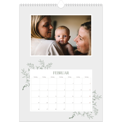 A3 Månedskalender — Håndtegnet blomster [Februar]