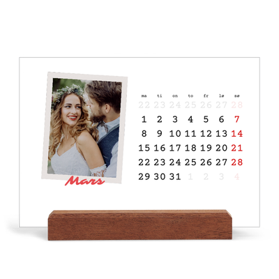 Bordkalender med trestativ - Liggende  — Signert trykk [Mars]