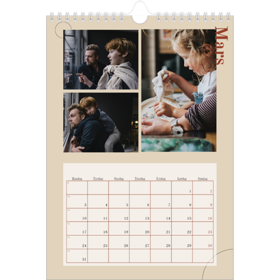 Fotokalender A4 (20 x 30 cm) — Asymmetrisk tekst [Mars]