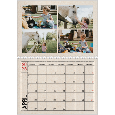 Fotokalender A4 dobbel (30 x 40 cm) — Stempeleffekt [April]