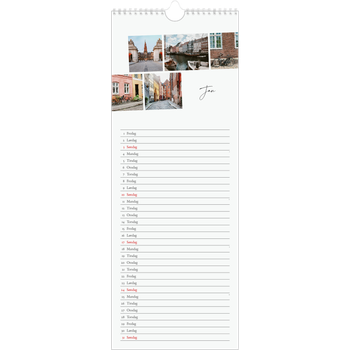 Fotokalender smal (15 x 40 cm) — Byferie (hvit)