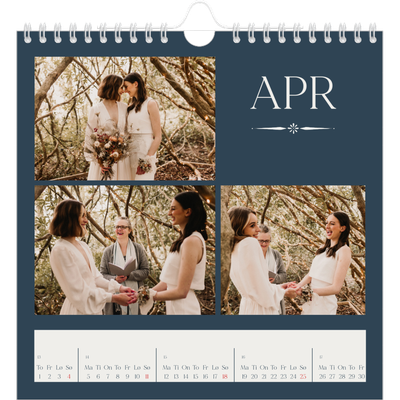 Månedskalender kvadratisk — Skifer & seriffer [April]