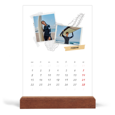 Bordkalender med trestativ - Stående — Scrapbook stil [Februar]