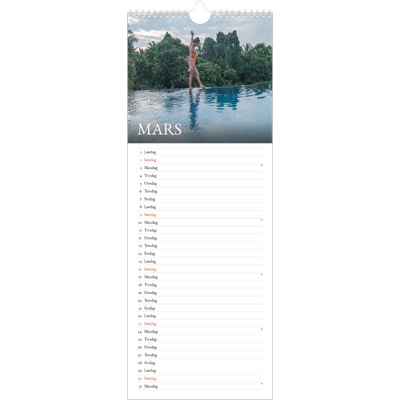 Fotokalender smal  — Enkel serif-font [Mars]