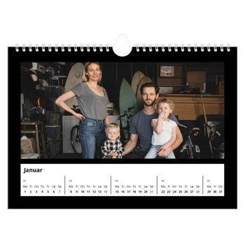Fotokalender A4 — Svart ramme