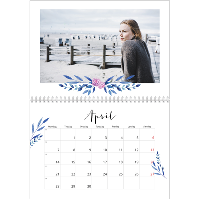 Fotokalender A4 dobbel (30 x 40 cm) — Blomsterillustrasjoner [April]