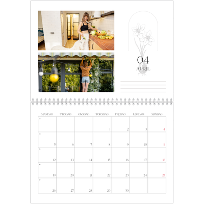 Fotokalender A4 dobbel (30 x 40 cm) — Enkel botanisk [April]