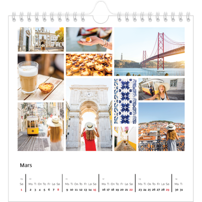 Månedskalender kvadratisk — Bilderutenett [Mars]