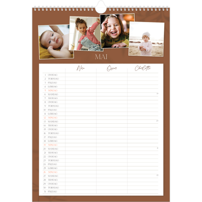 A3 Familieplanleggere — Jordnært design - Familie på 3 [kalender-forside]