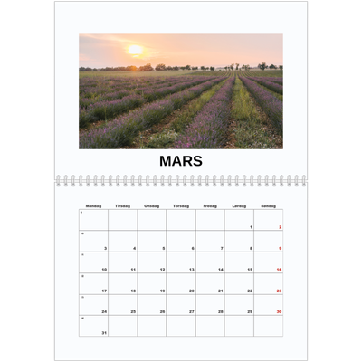 Fotokalender A4 dobbel (30 x 40 cm) — Enkelt bilde [Mars]